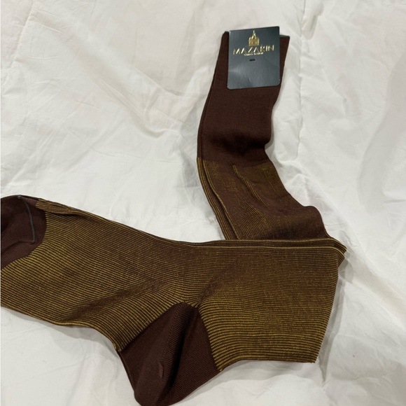 MAZARIN LUXURY Brown and Tan Men's Socks SZ 44/46 - Picture 6 of 9